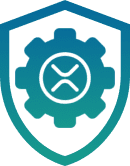 Shield with gear and abstract symbol